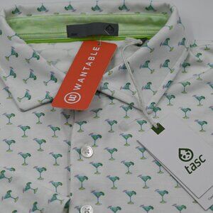 NWT Tasc Cloud Polo Shirt Cheers! Small Blue Cocktails Size L